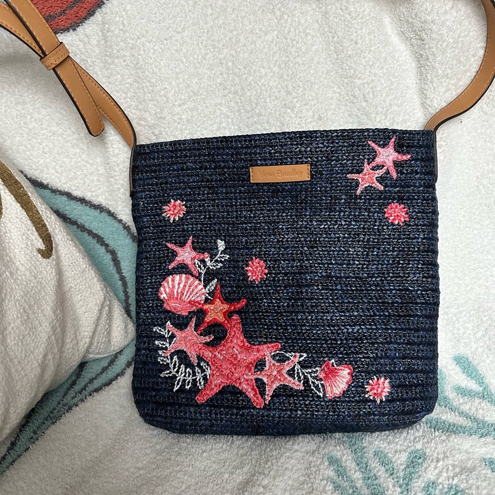 Vera Bradley Dark Blue and Coral Starfish Crossbody Bag